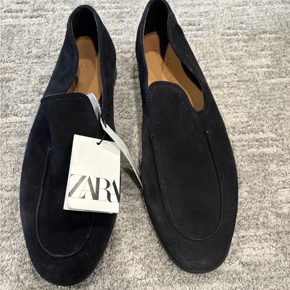 Zara Men's Dark Suede Slip-On Loafers size 9 - Picture 1 of 6